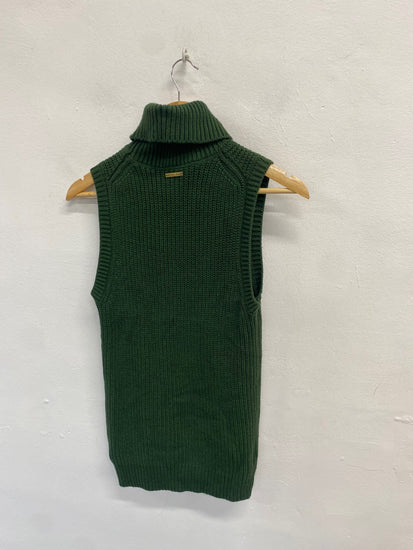 Fabulous Michael Kors Sweater UK S Green knit high neck YS486