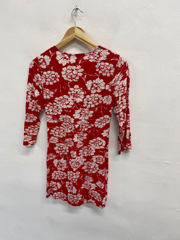 Fabulous Lk Bennett Mini Dress UK S Red white floral y2k YS486