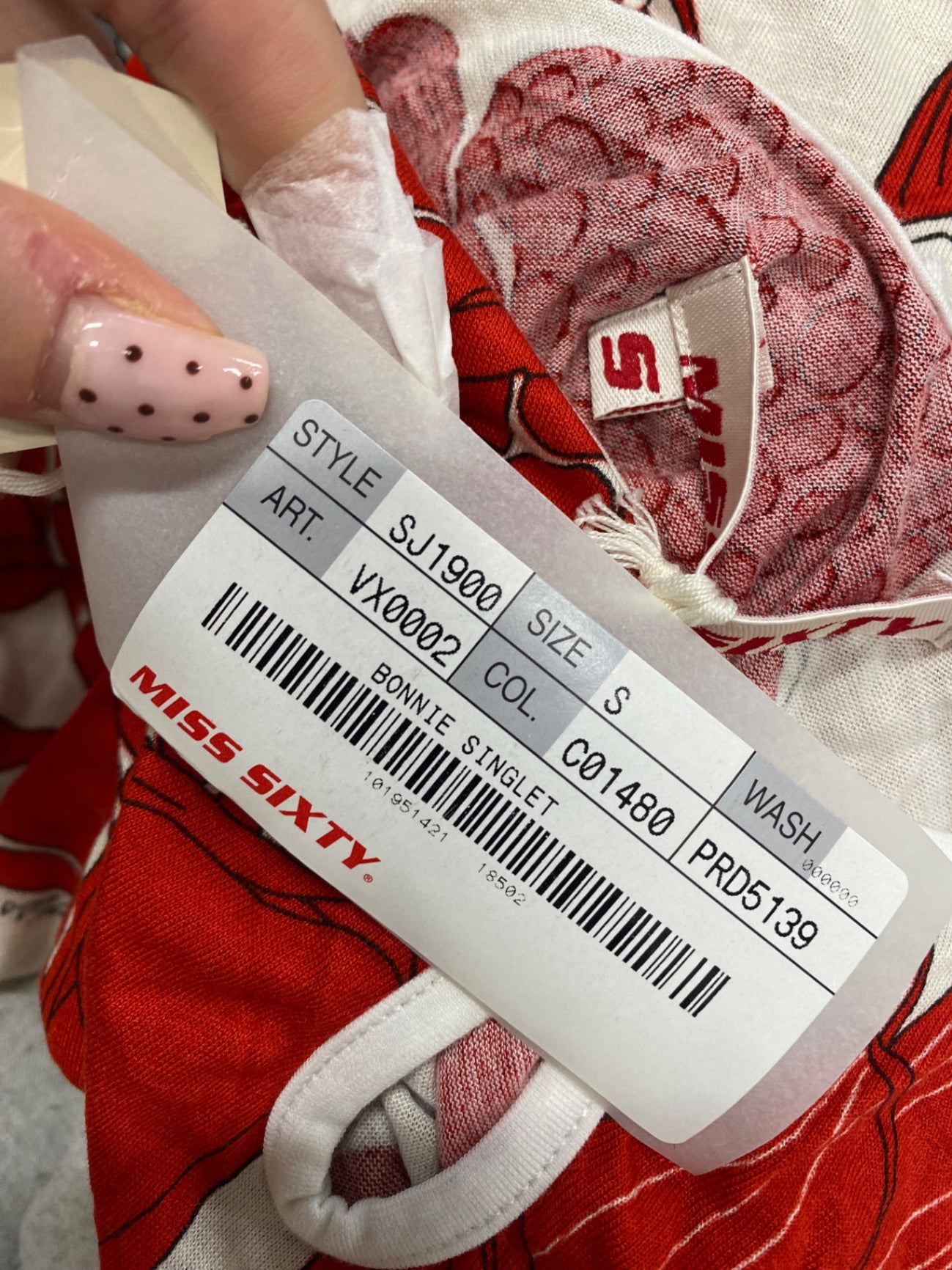 Fabulous Miss Sixty Tank Top UK S Red floral