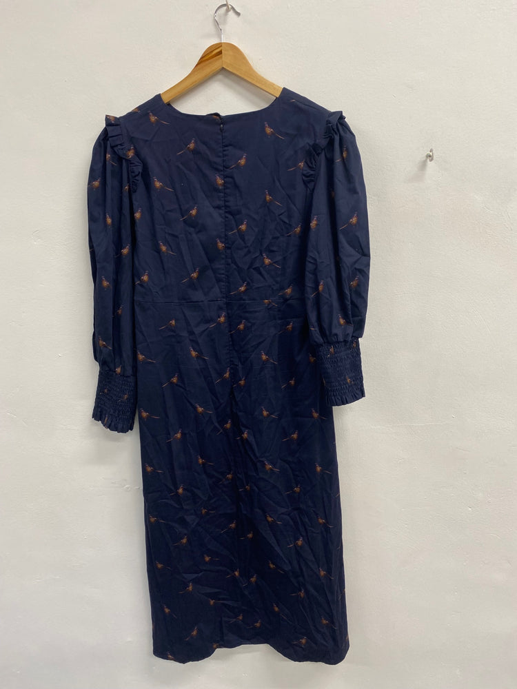 Fabulous Hartwell Dress UK 14 Navy Blue pheasant eugina EW005