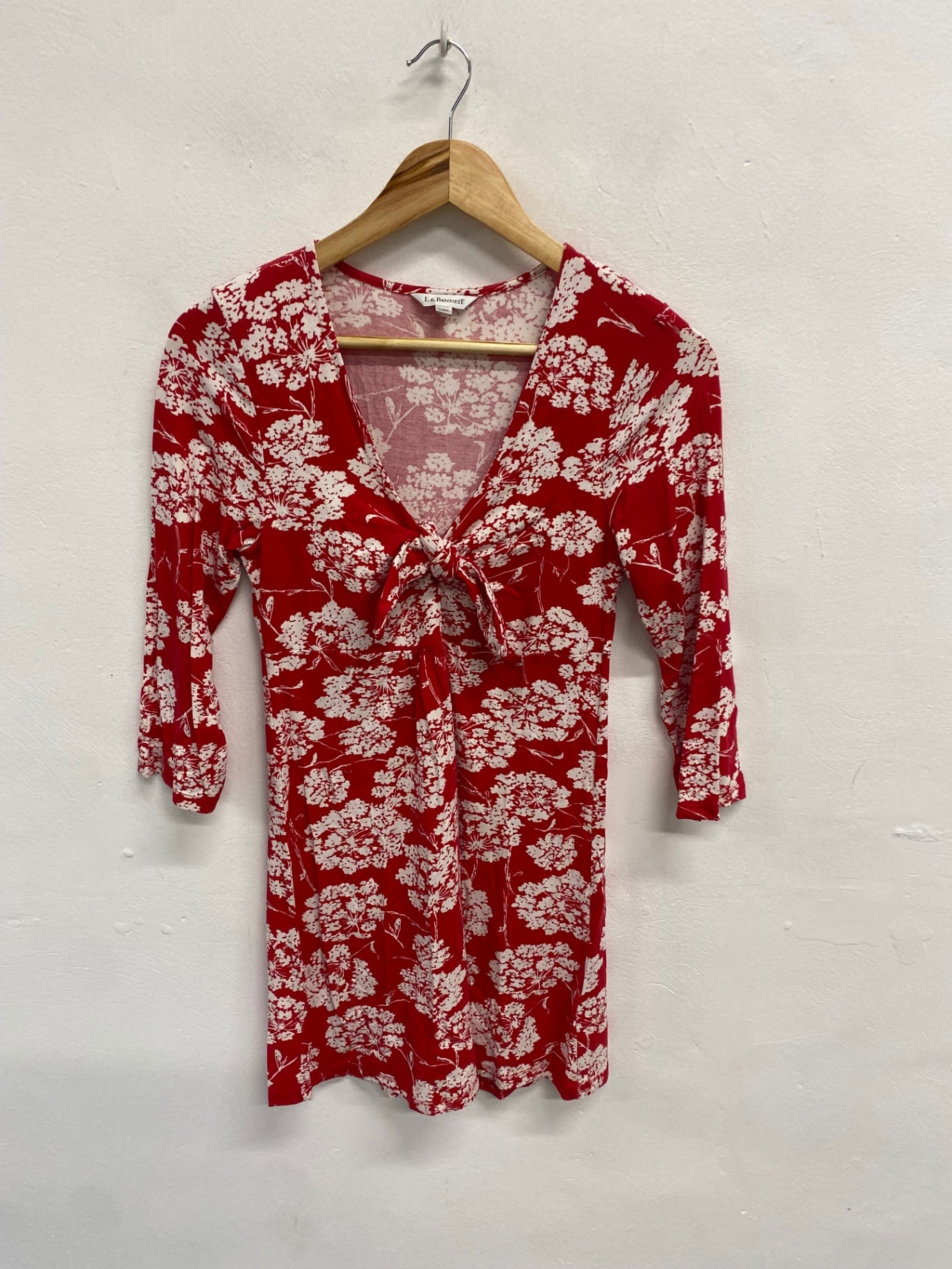 Fabulous Lk Bennett Mini Dress UK S Red white floral y2k YS486