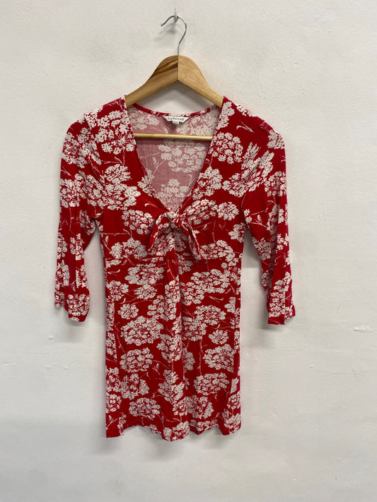 Fabulous Lk Bennett Mini Dress UK S Red white floral y2k YS486