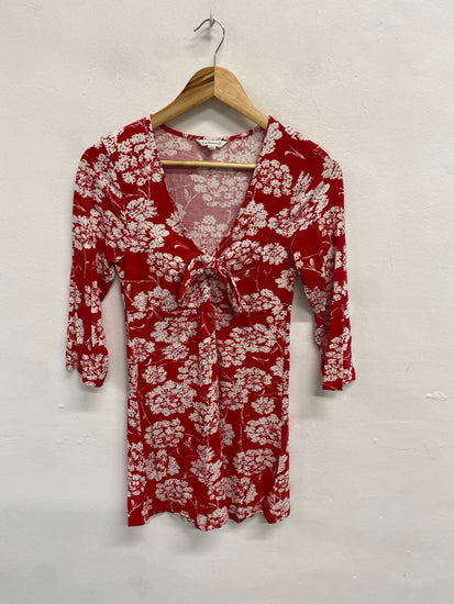 Fabulous Lk Bennett Mini Dress UK S Red white floral y2k YS486