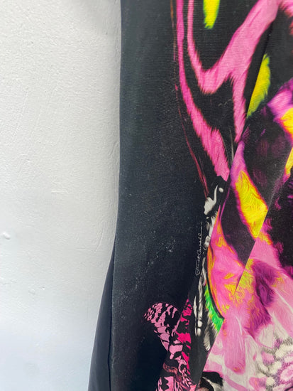 Fabulous Just Cavalli Midi Dress Uk 10 Pink butterfly y2k CP002