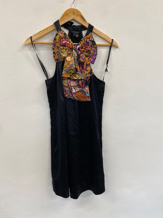 Fabulous Ted Baker Pussy Bow Dress UK8 Black Party Fun CP002