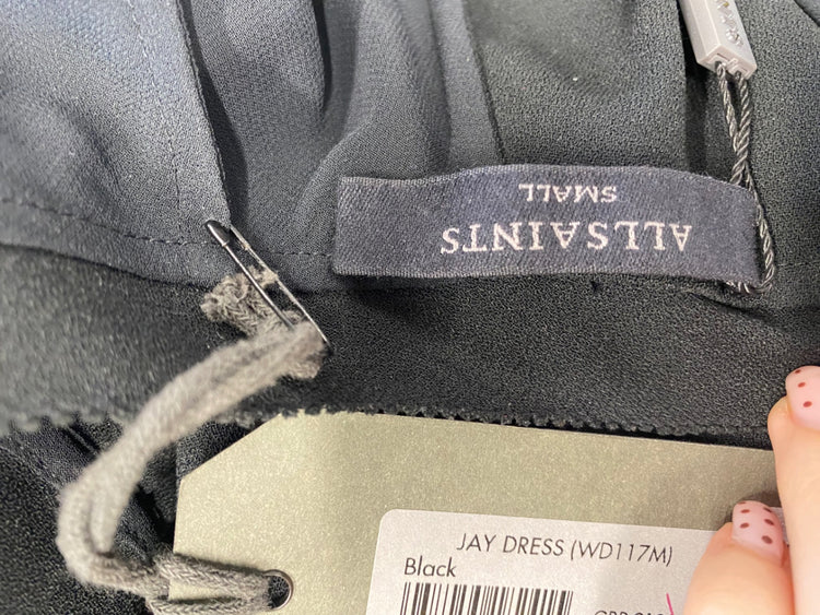 Fabulous All Saints jay floaty Midi Dress UK S Black YS486