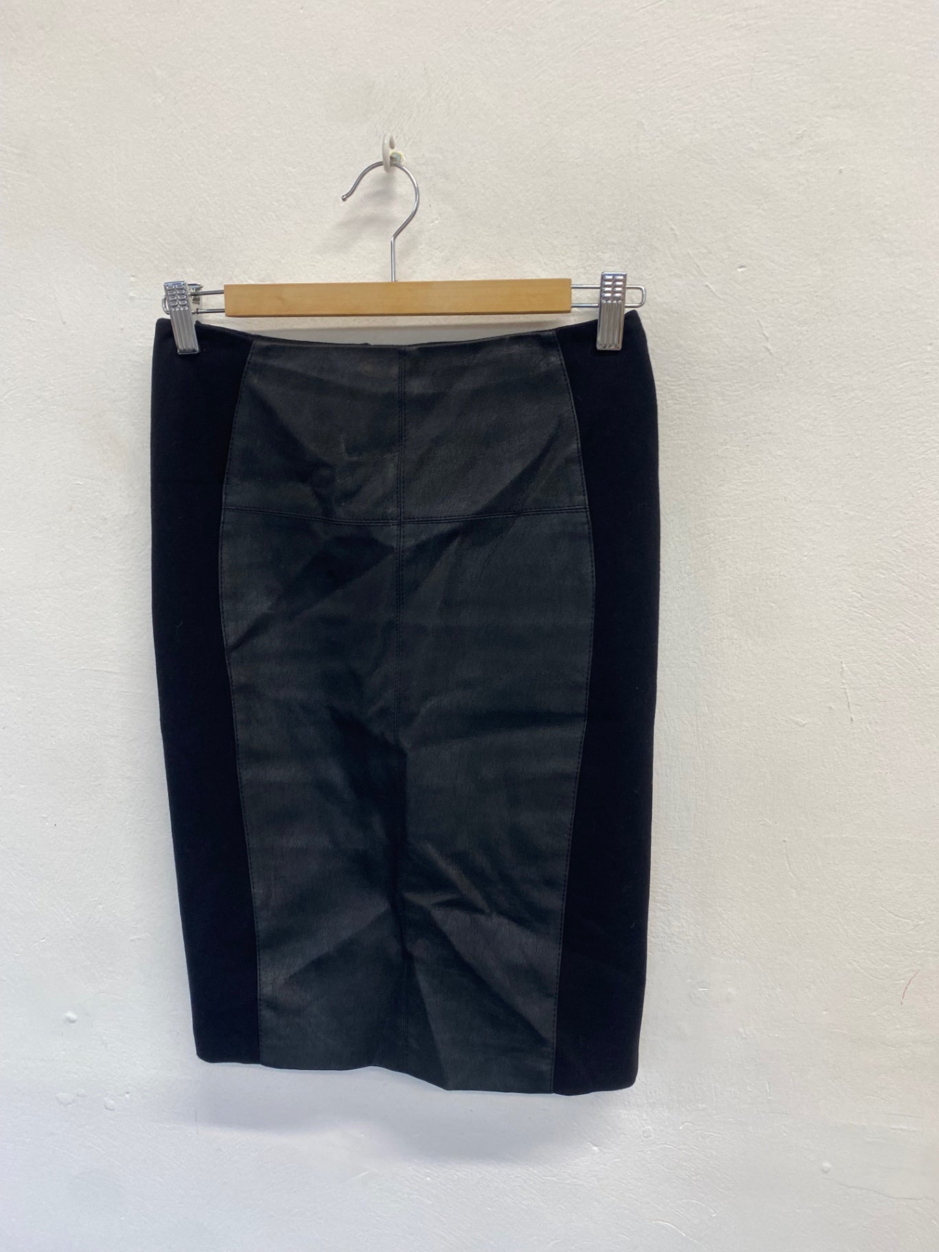 Fabulous Karen millen Midi Skirt Uk 8 Black faux leather FH003