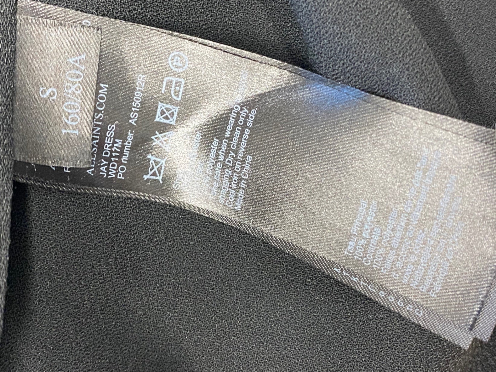 Fabulous All Saints jay floaty Midi Dress UK S Black YS486