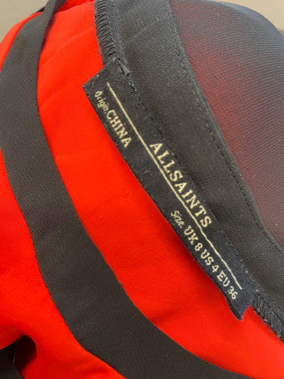 Fabulous All Saints Blouse Uk 8 Black and Red floaty y2k YS486