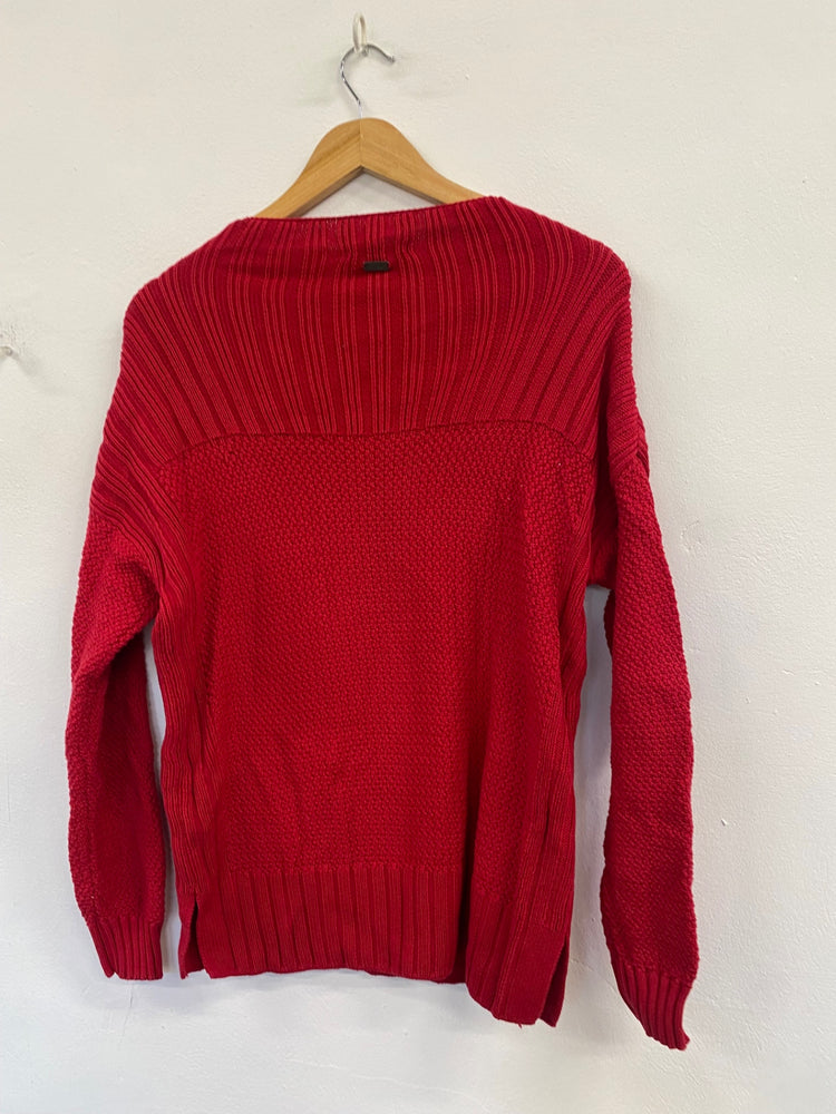 Fabulous Barbour Stich Guernsey Knit Sweater UK8 Red FH003