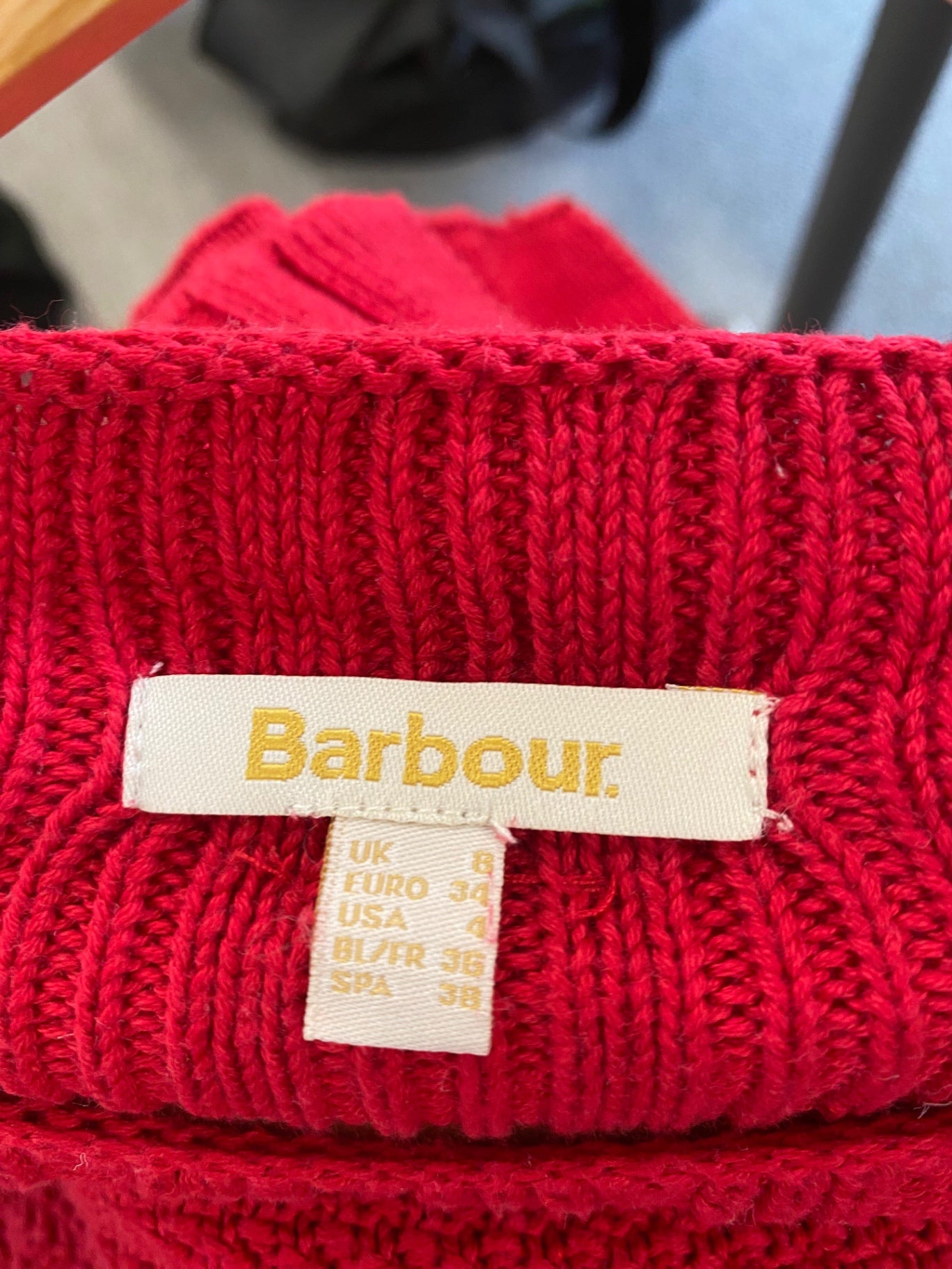 Fabulous Barbour Stich Guernsey Knit Sweater UK8 Red FH003