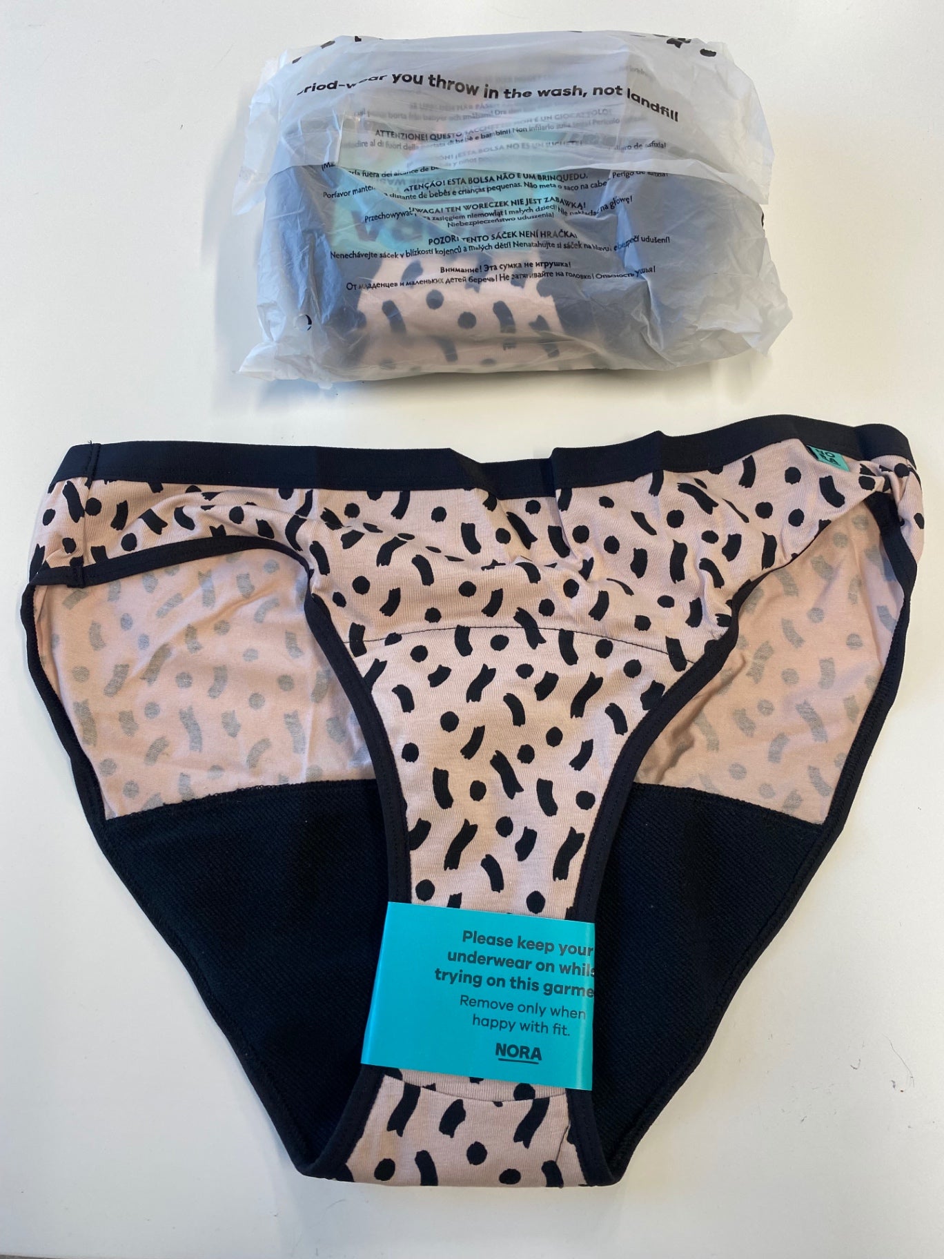 Fabulous NORA anima print period pants Underwear UK12 Black beige Bikini MS479