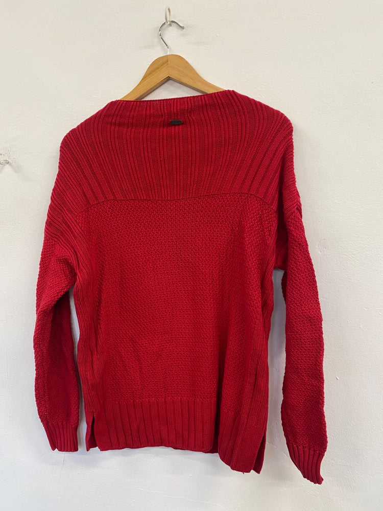 Fabulous Barbour Stich Guernsey Knit Sweater UK8 Red FH003