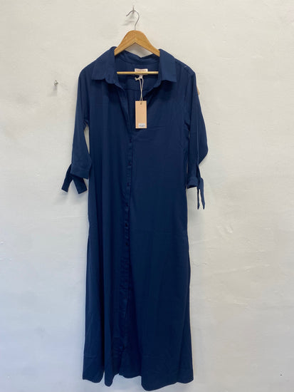 Fabulous Dancing Leopard Maxi Dress Uk 10 Navy blue shirt FH003