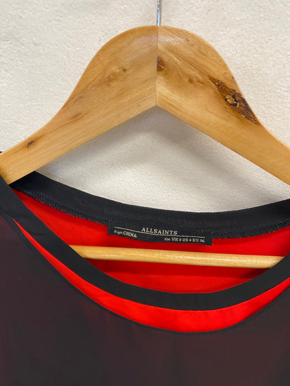 Fabulous All Saints Blouse Uk 8 Black and Red floaty y2k YS486