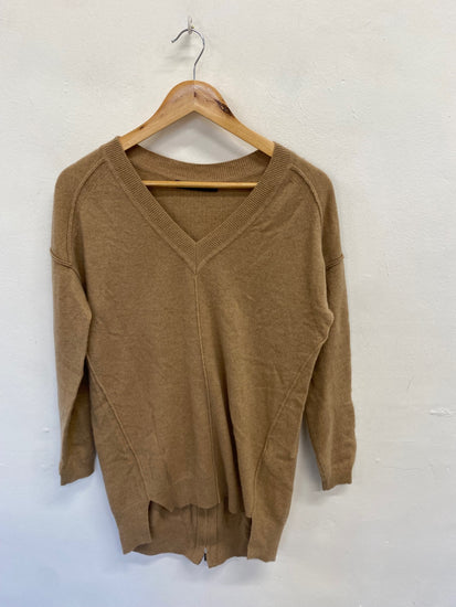 Fabulous Karen Millen cashmere Sweater UK XS Beige zip back FH003