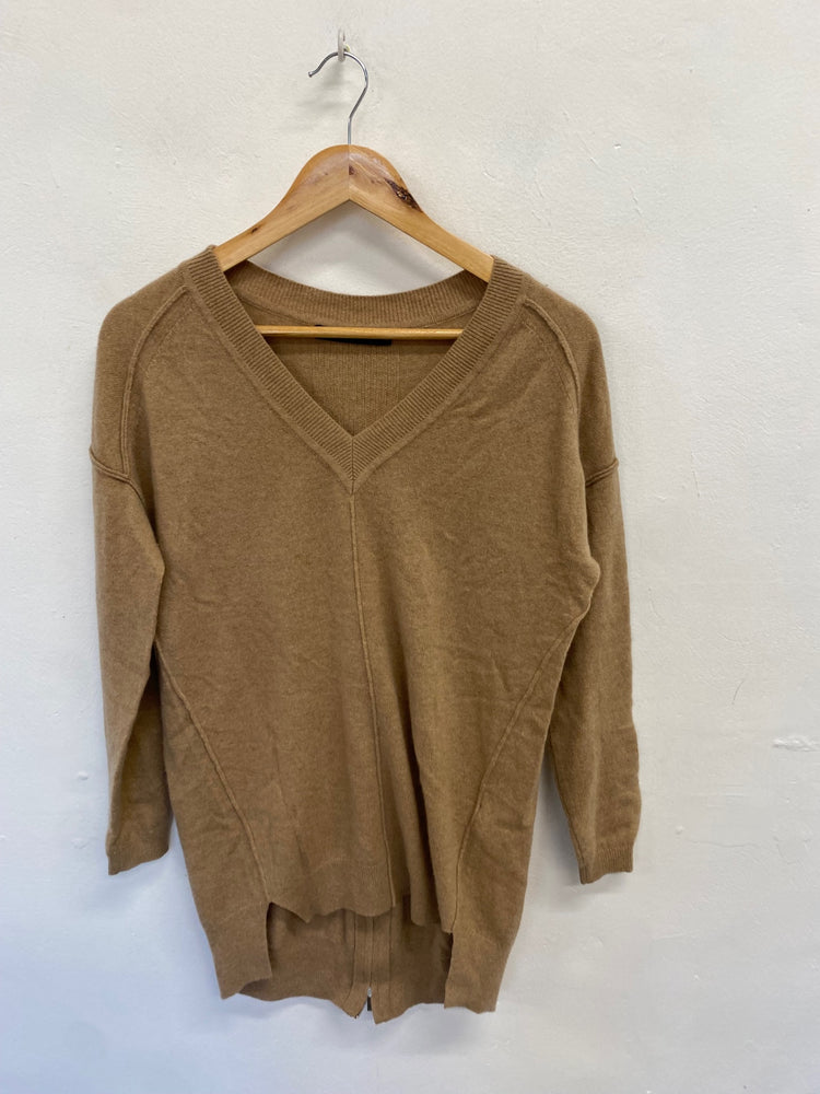 Fabulous Karen Millen cashmere Sweater UK XS Beige zip back FH003