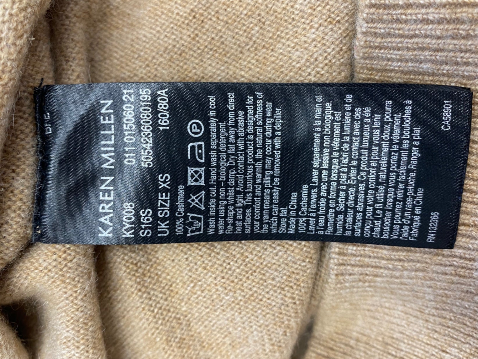 Fabulous Karen Millen cashmere Sweater UK XS Beige zip back FH003