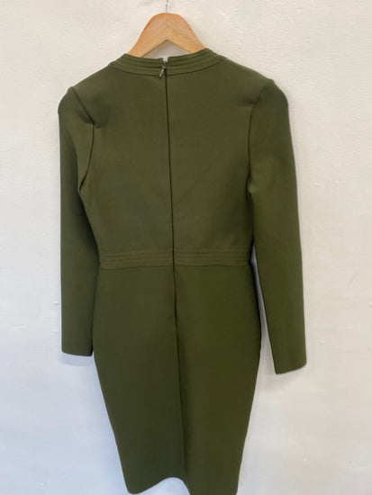 Fabulous Karen Millen Midi Dress UK S Olive military green FH003