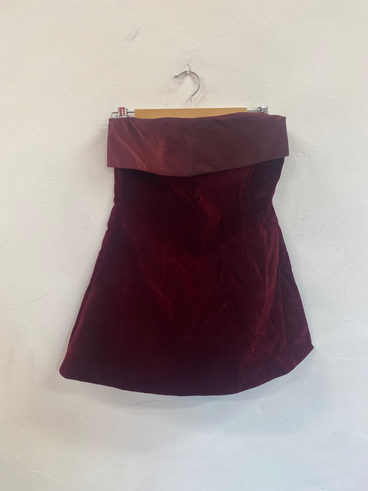 Fabulous Murci babydoll velvet party Dress UK12 Burgundy CP002