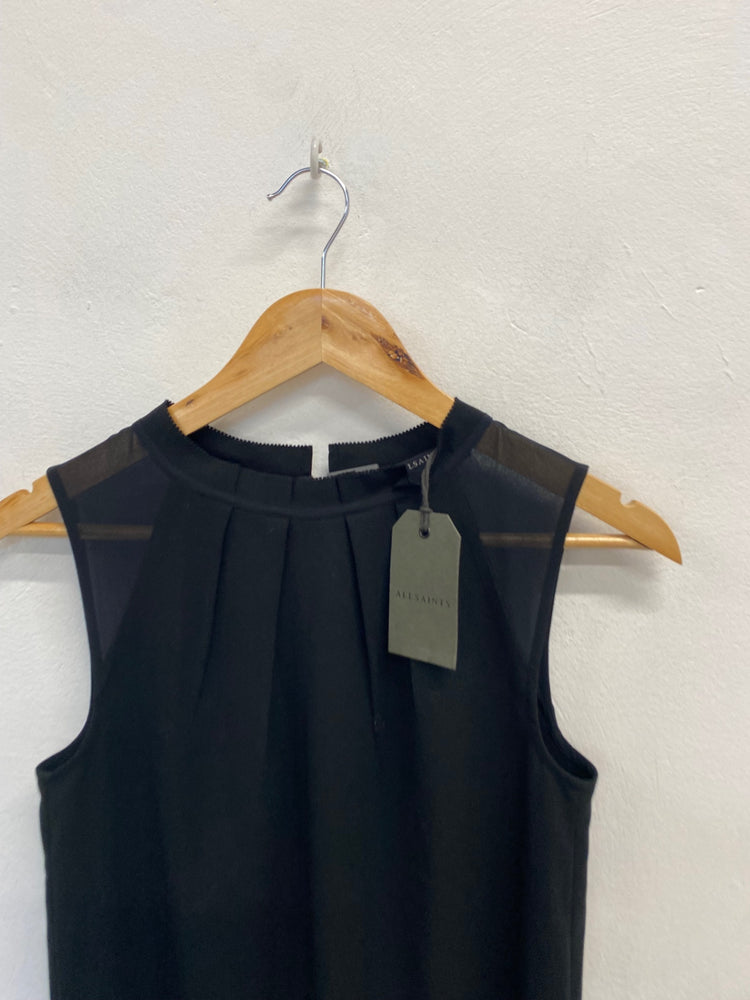 Fabulous All Saints jay floaty Midi Dress UK S Black YS486