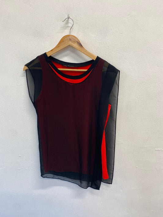 Fabulous All Saints Blouse Uk 8 Black and Red floaty y2k YS486