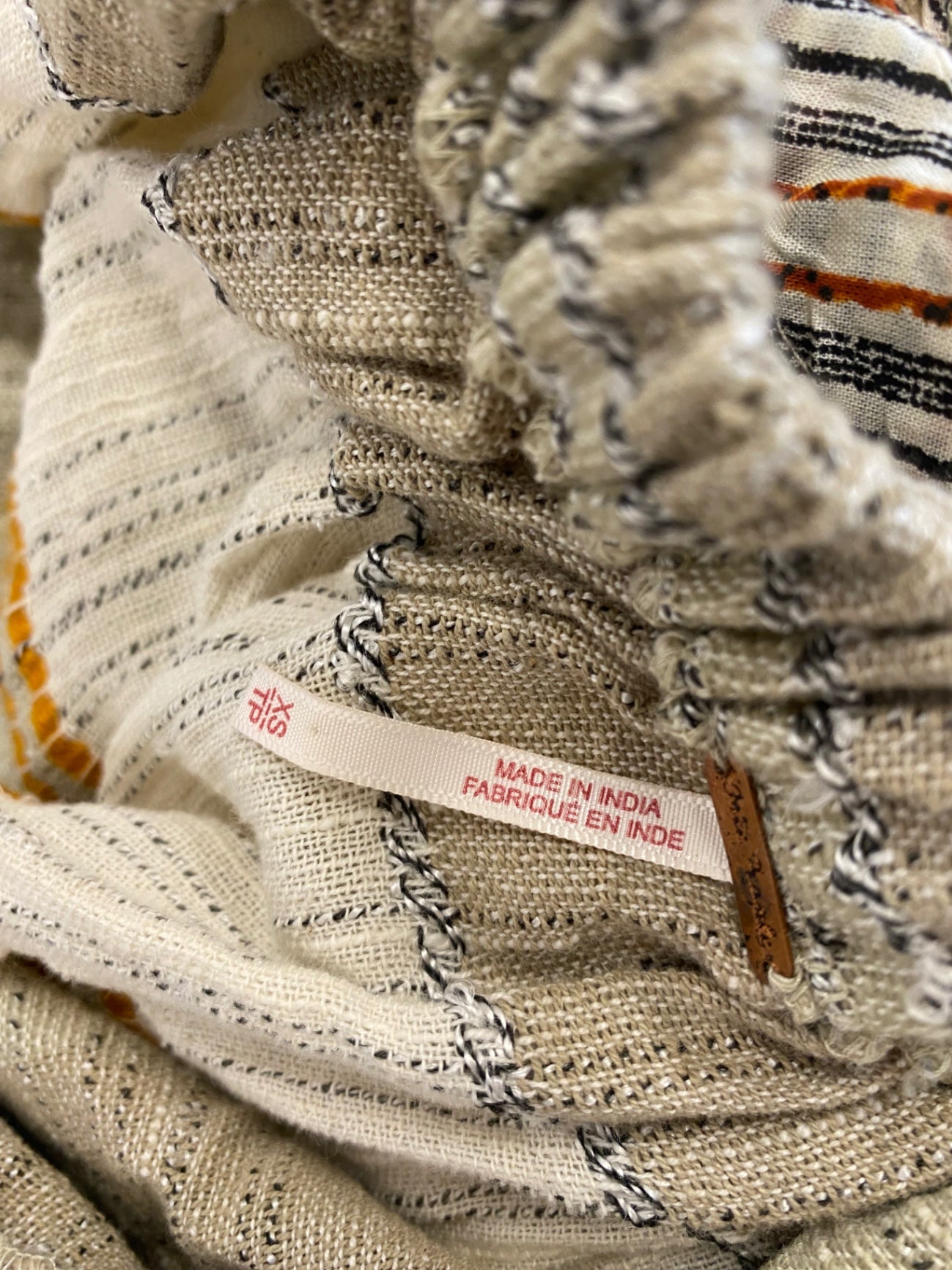 Fabulous FreePeople striped puff sleeve mini Dress UkXS Beige Boho chic CP002