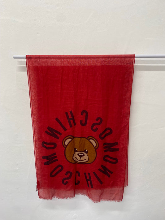 Fabulous Moschino Scarf One size Red teddy silk wool YS486
