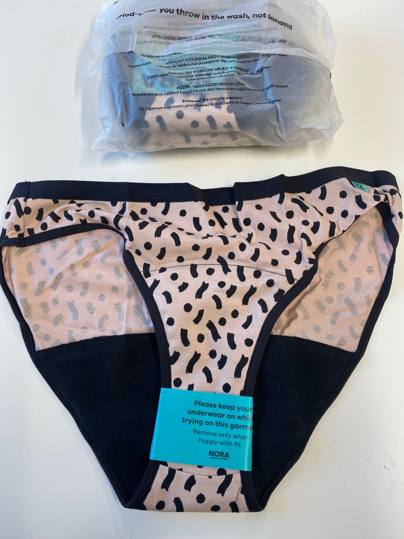 Fabulous NORA anima print period pants Underwear UK12 Black beige Bikini MS479