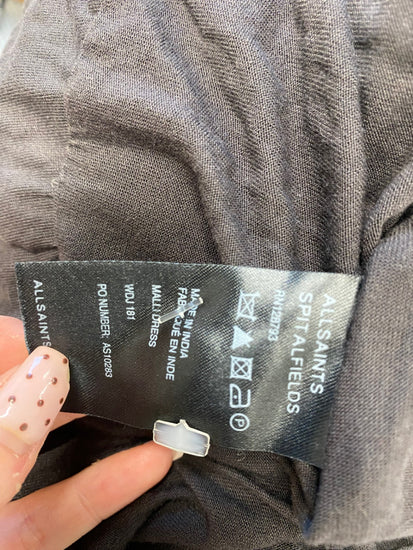 Fabulous All saints Spitalfields Tunic Dress y2k jewel UK 8 Charcoal Grey YS486