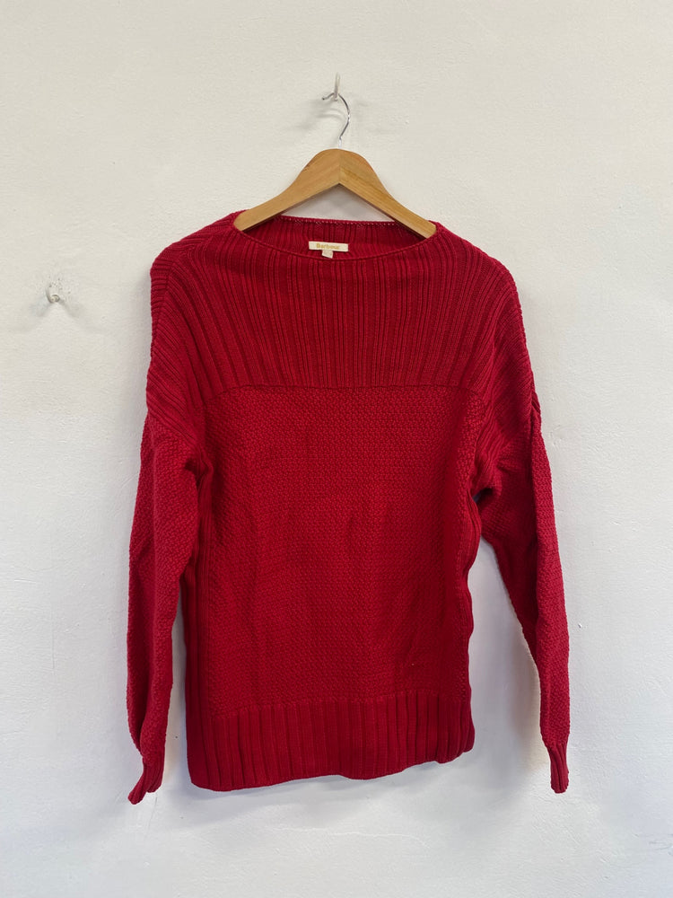 Fabulous Barbour Stich Guernsey Knit Sweater UK8 Red FH003