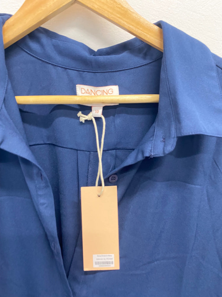 Fabulous Dancing Leopard Maxi Dress Uk 10 Navy blue shirt FH003