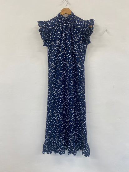 Fabulous Anne Louise boutique pin up retro Dress UK8 Navy blue FH003