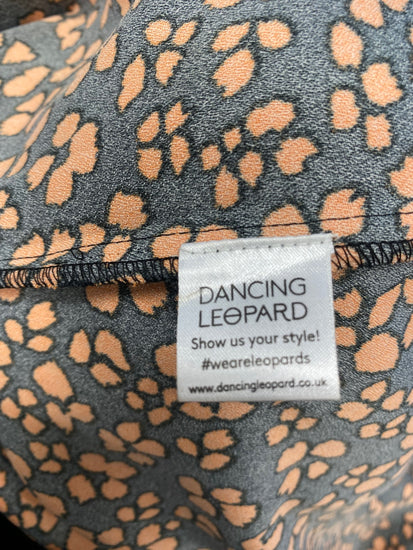 Fabulous Dancing Leopard Maxi Dress UK 10 Black orange spotted belted FH003