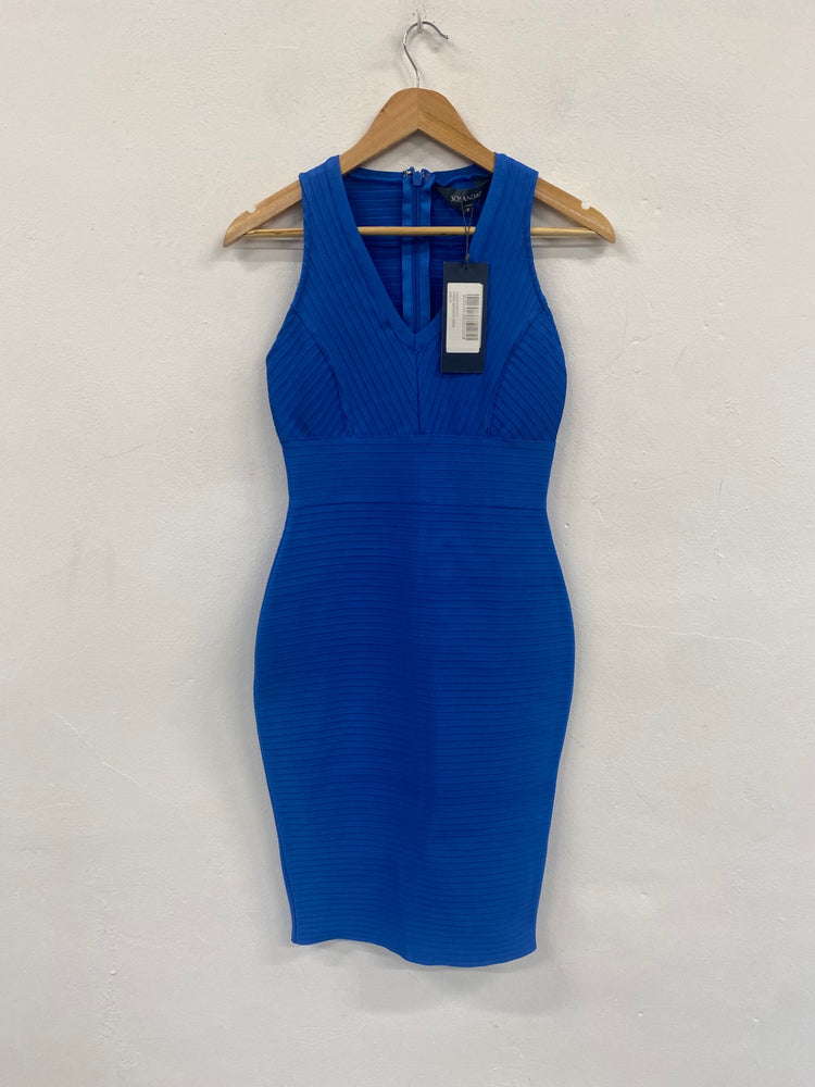 Fabulous Sosandar bandange bodycon Dress UK8 Blue Sexy FH003