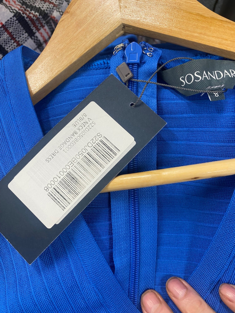 Fabulous Sosandar bandange bodycon Dress UK8 Blue Sexy FH003