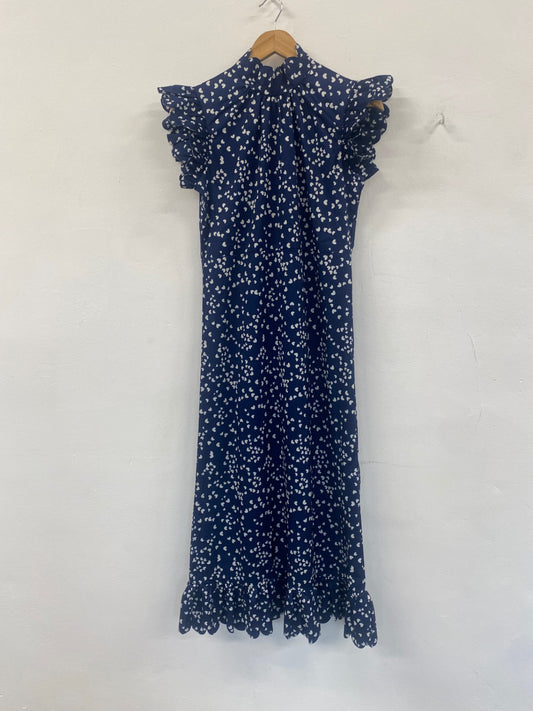 Fabulous Anne Louise boutique pin up retro Dress UK8 Navy blue FH003