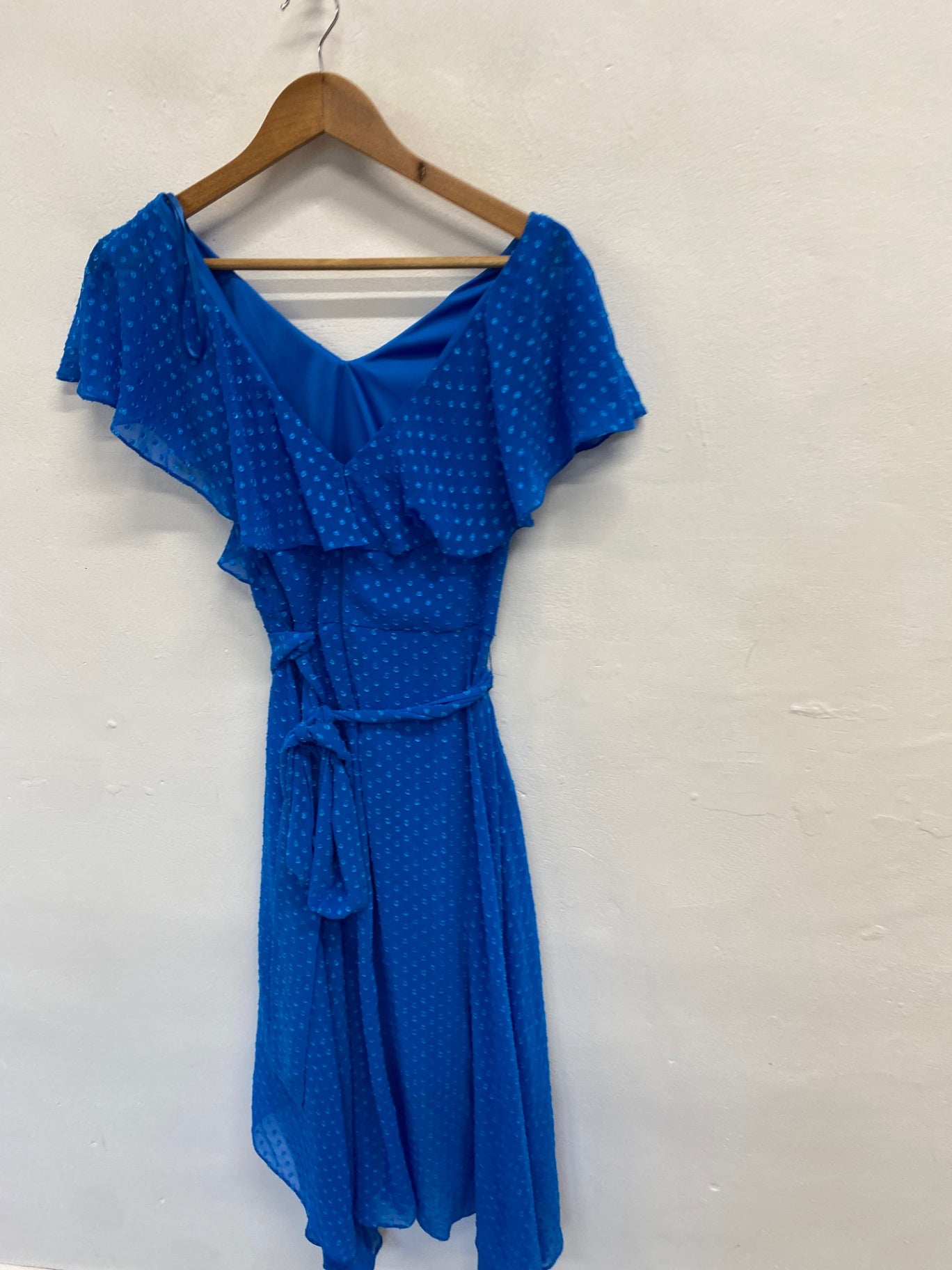 Fabulous Coast Midi Dress UK 10 Blue spotted Dobby GM485