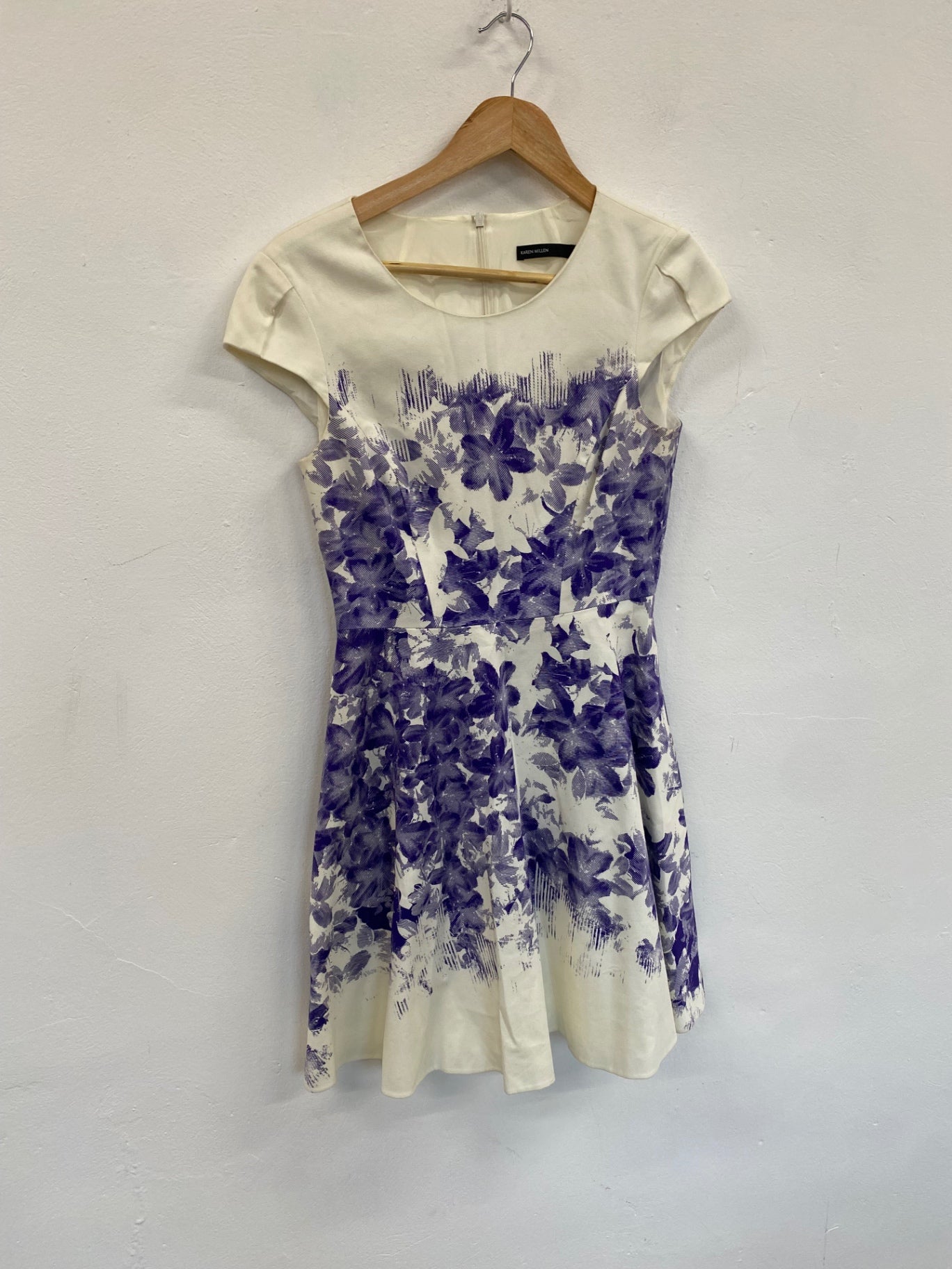 Wash Fabulous Karen Millen Dress UK10 Cream and Purple