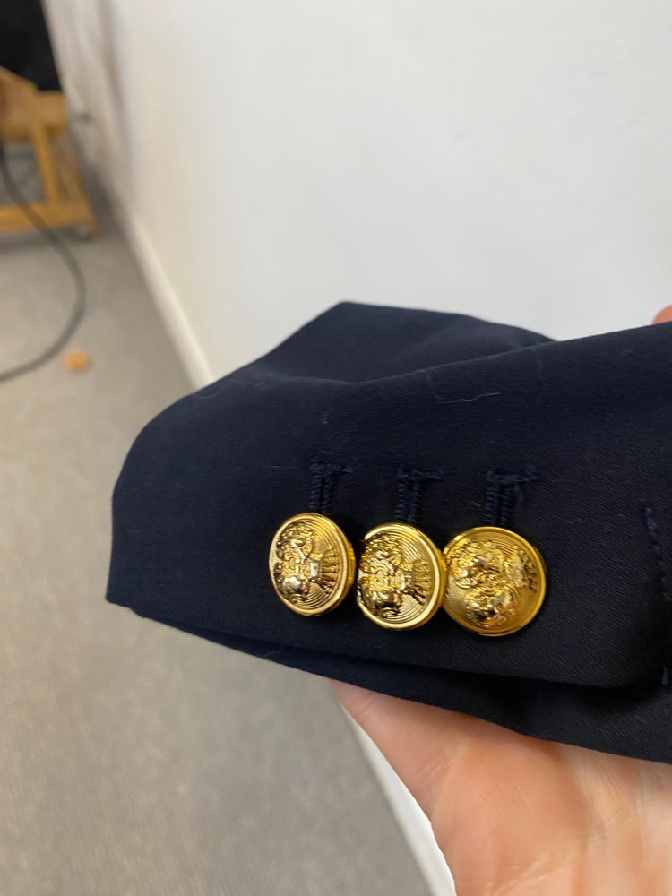 Fabulous Zara smart double breasted Blazer UKS Navy Blue GM486