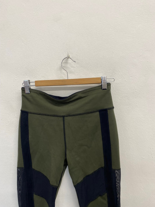 Fabulous Sweaty Betty mesh 7/8 Leggings UK M Khaki black GM485