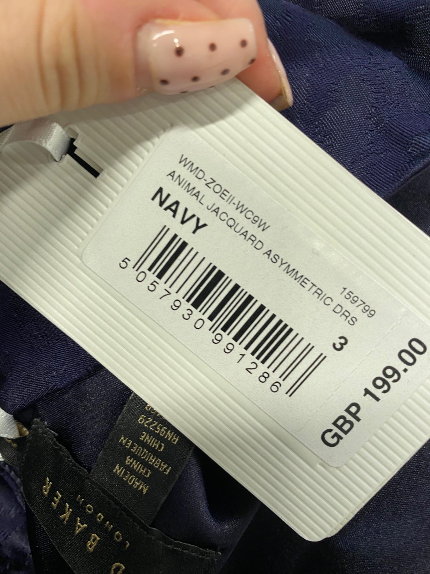 Fabulous Ted Baker evening zoeii Midi Dress UK 12 Navy jaquard GM485