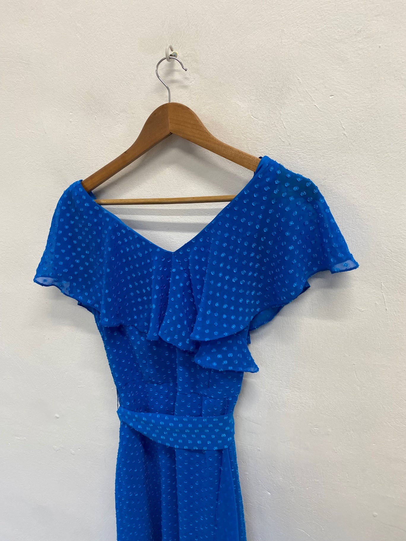 Fabulous Coast Midi Dress UK 10 Blue spotted Dobby GM485