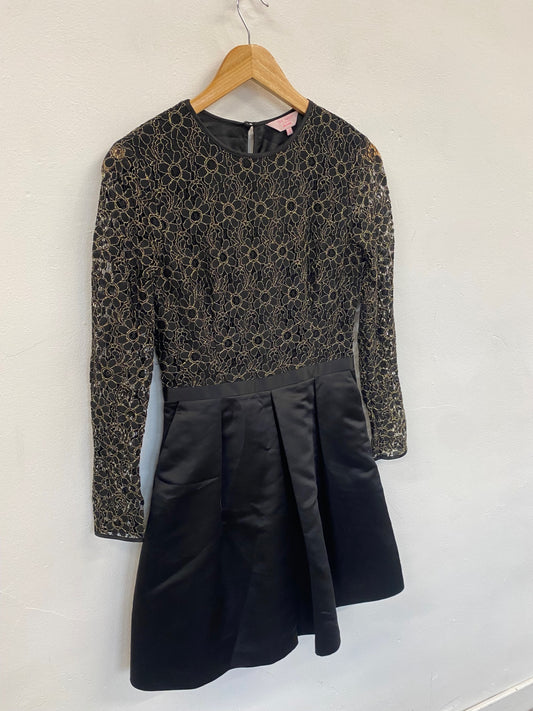 Fabulous Ted Baker Freeya Party Dress Uk10 Black & gold Occasion GM485