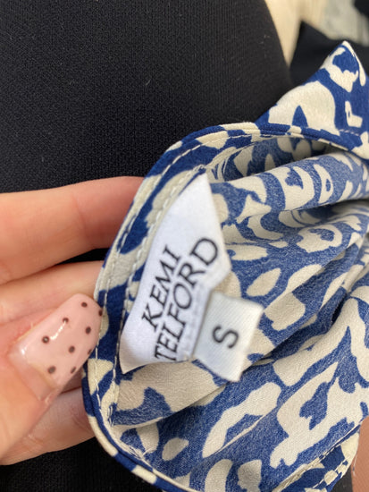 Fabulous Kemi Telford Dress UK S Blue leopard midi GM485