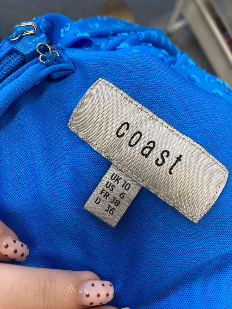 Fabulous Coast Midi Dress UK 10 Blue spotted Dobby GM485