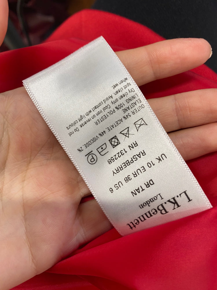 Fabulous L.K. Bennett dr tan Formal Dress UK 10 Red GM485