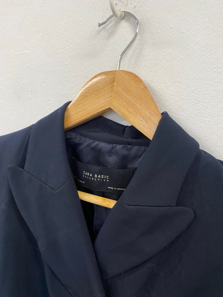 Fabulous Zara smart double breasted Blazer UKS Navy Blue GM486