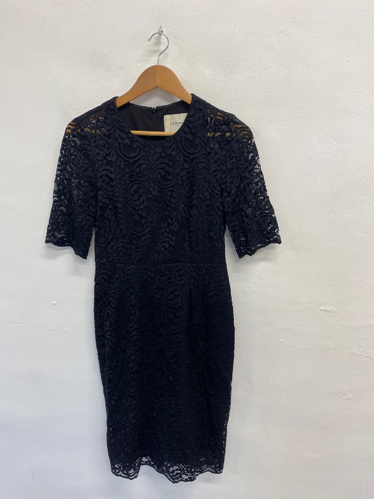 Fabulous L.K. Bennett Midi Dress UK 10 Black lace evening GM485