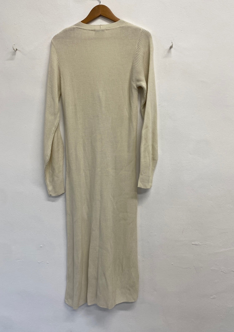 Fabulous Pretty lavish Maxi Dress ribbed UK 10 Cream GM485